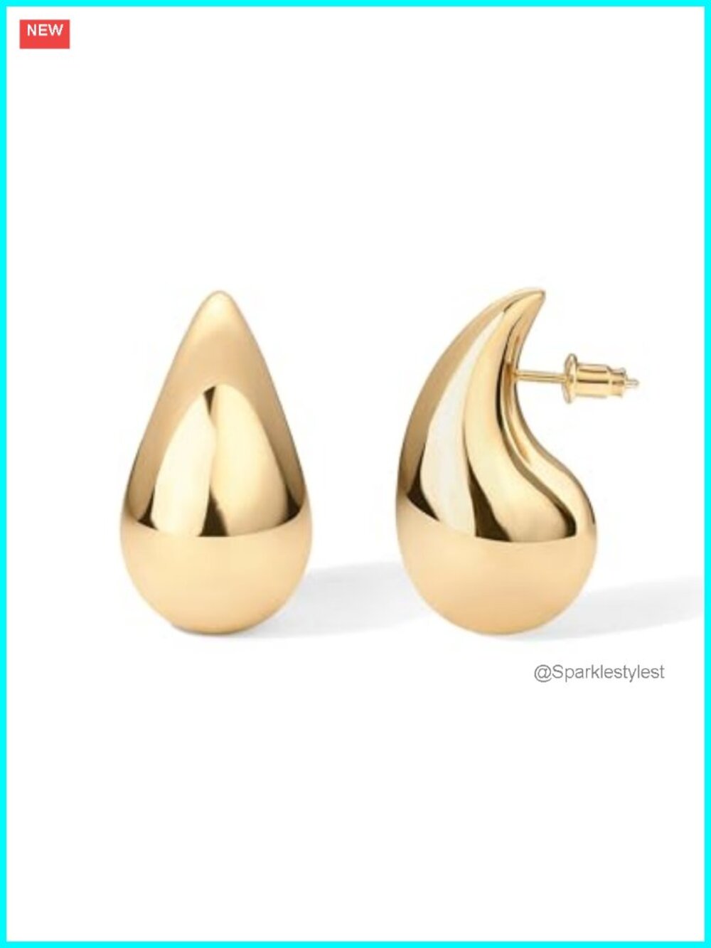 14K Gold Plated Teardrop Hoop Earrings Lightweight Drop